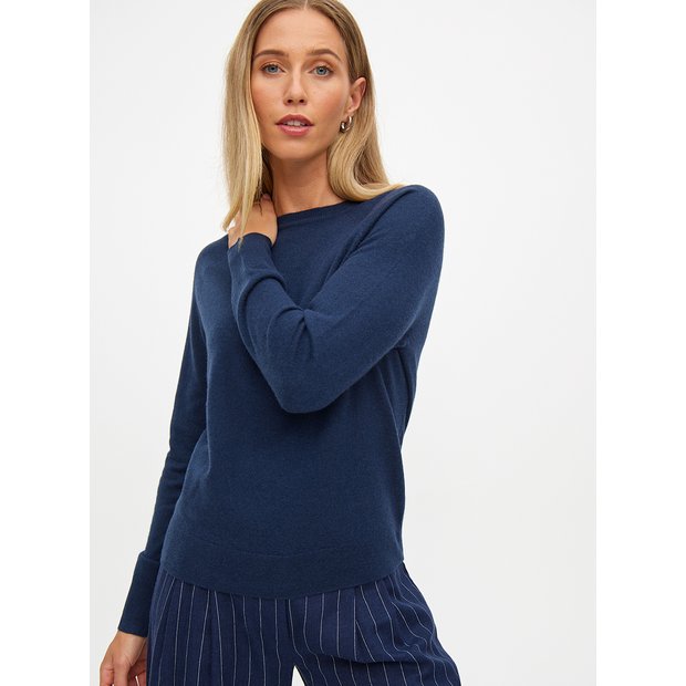 Buy Navy Cashmere Blend Raglan Jumper 10 Jumpers Tu