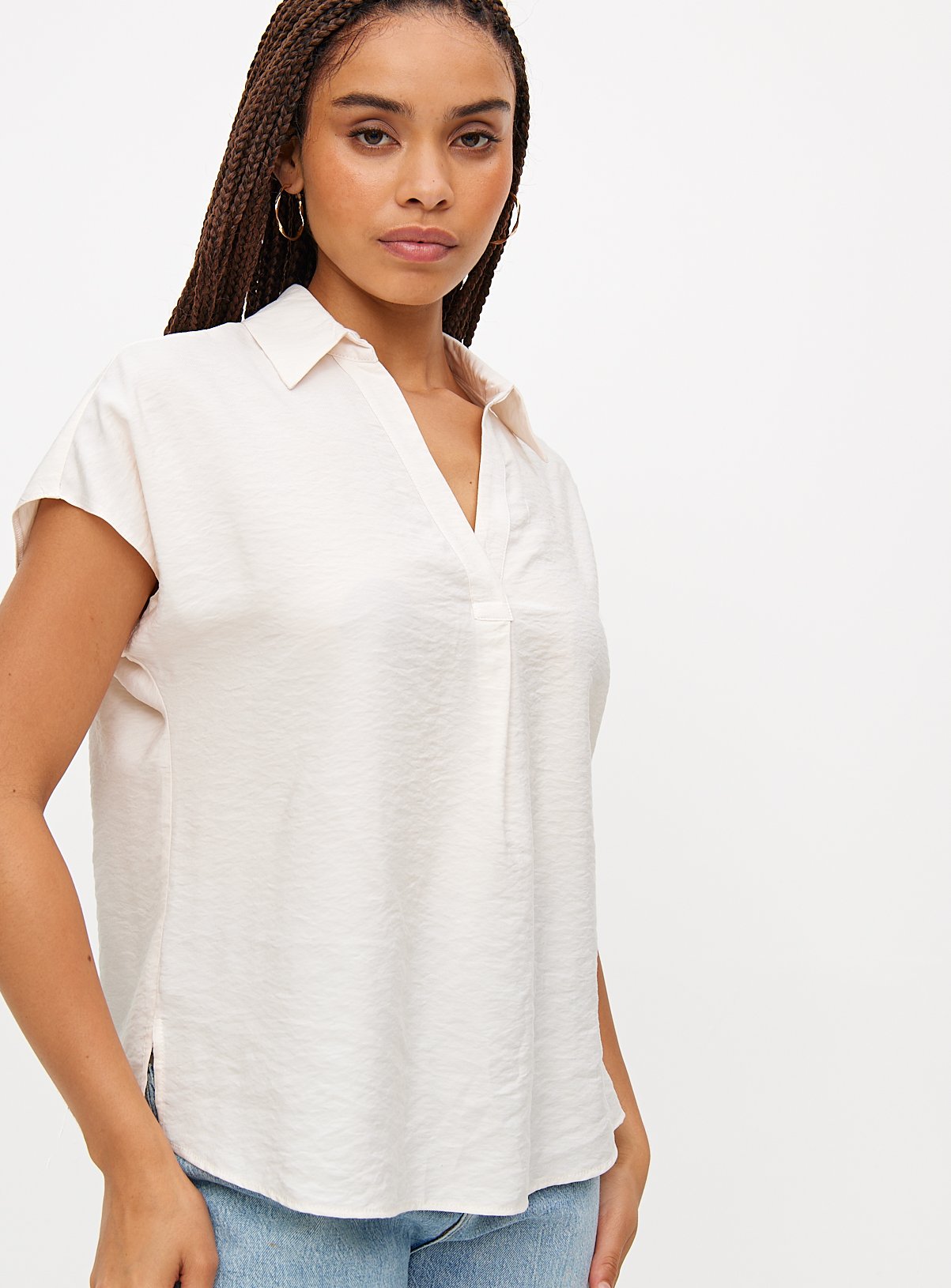 Short Sleeve Popover Blouse 