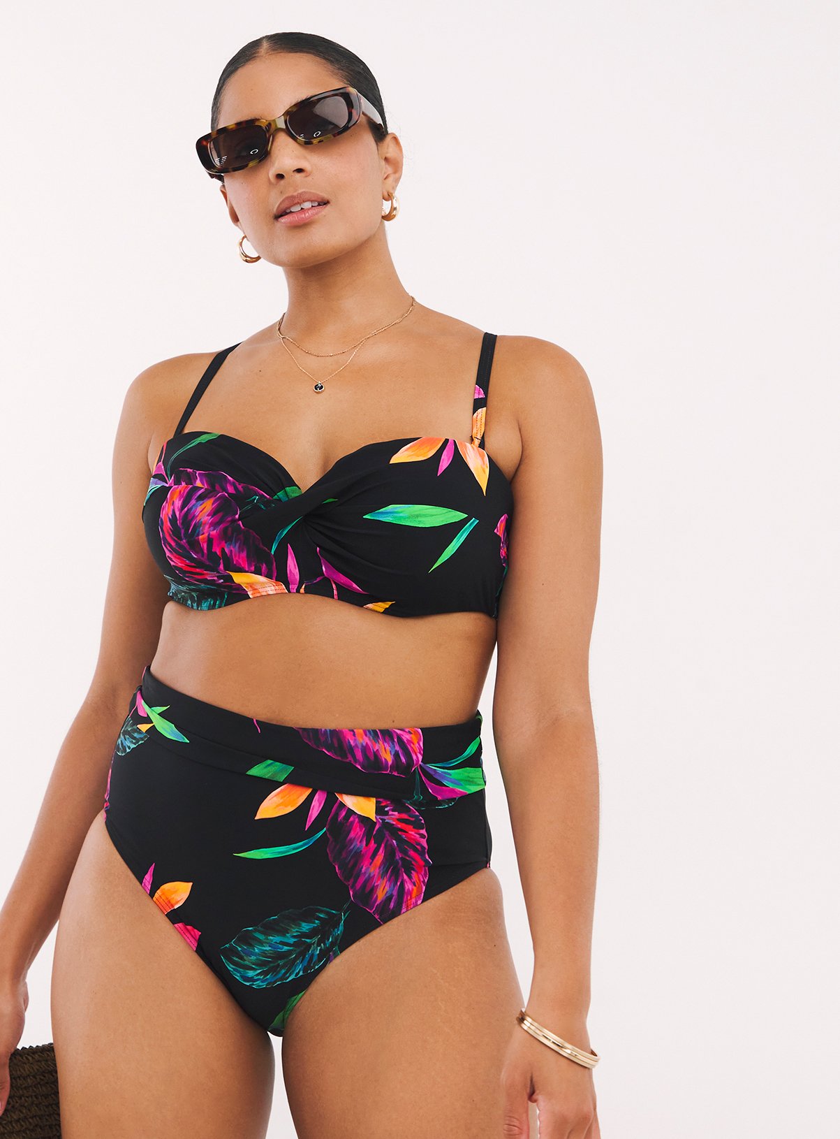SIMPLY BE Magisculpt Fold Over Bikini Floral Print Brief 22