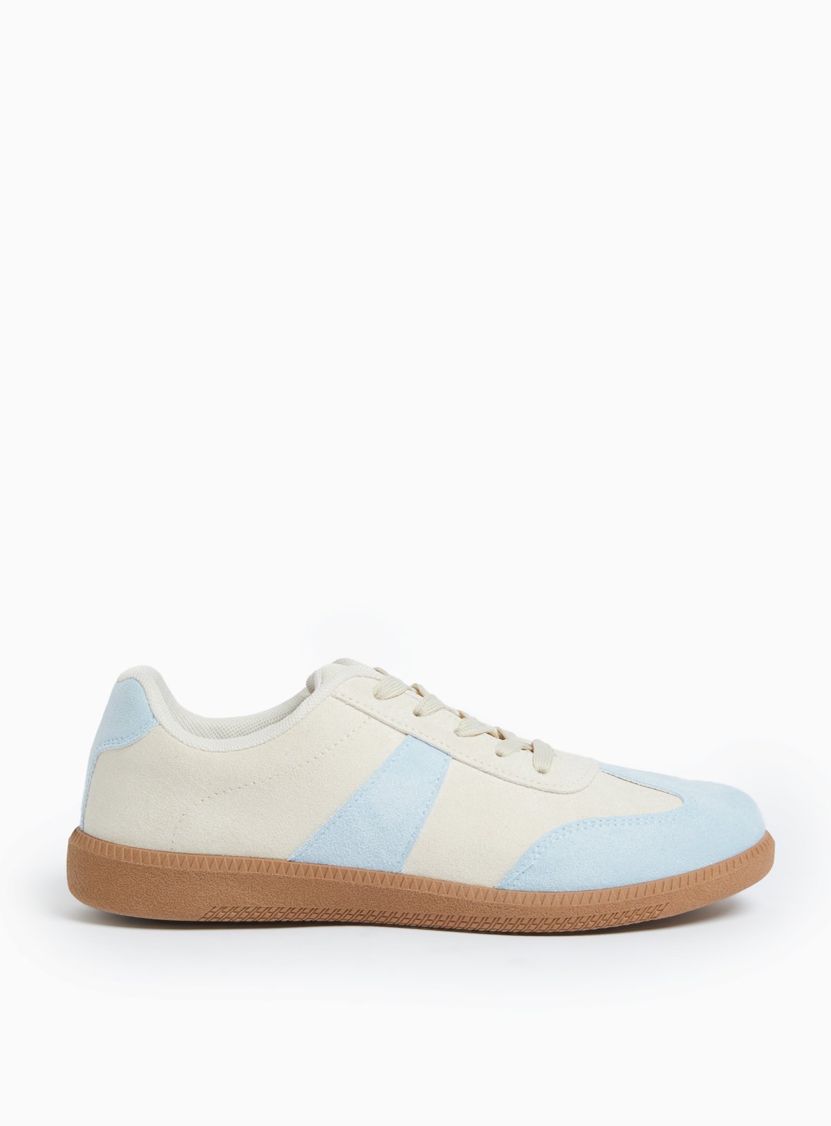 Cream Faux Suede Stripe Court Trainers 