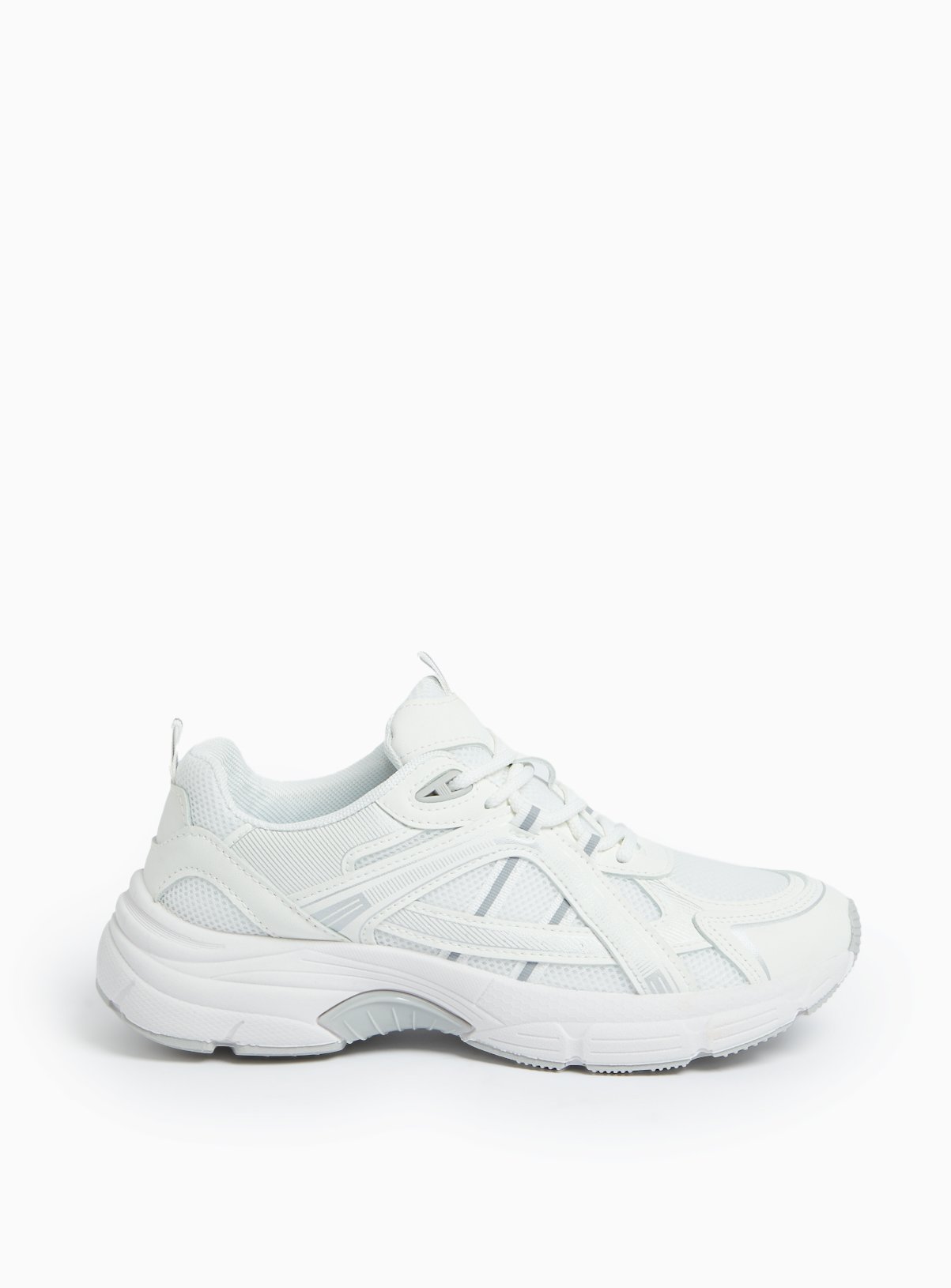 White Sport Style Lace Up Trainers