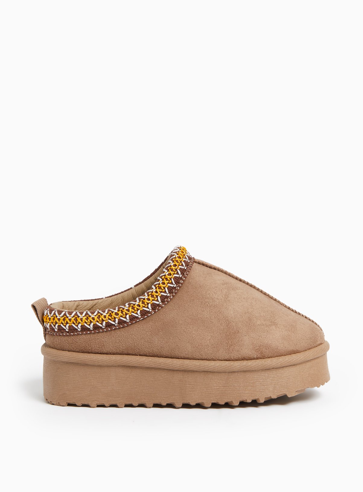 Tan Slip On Borg Shoes 