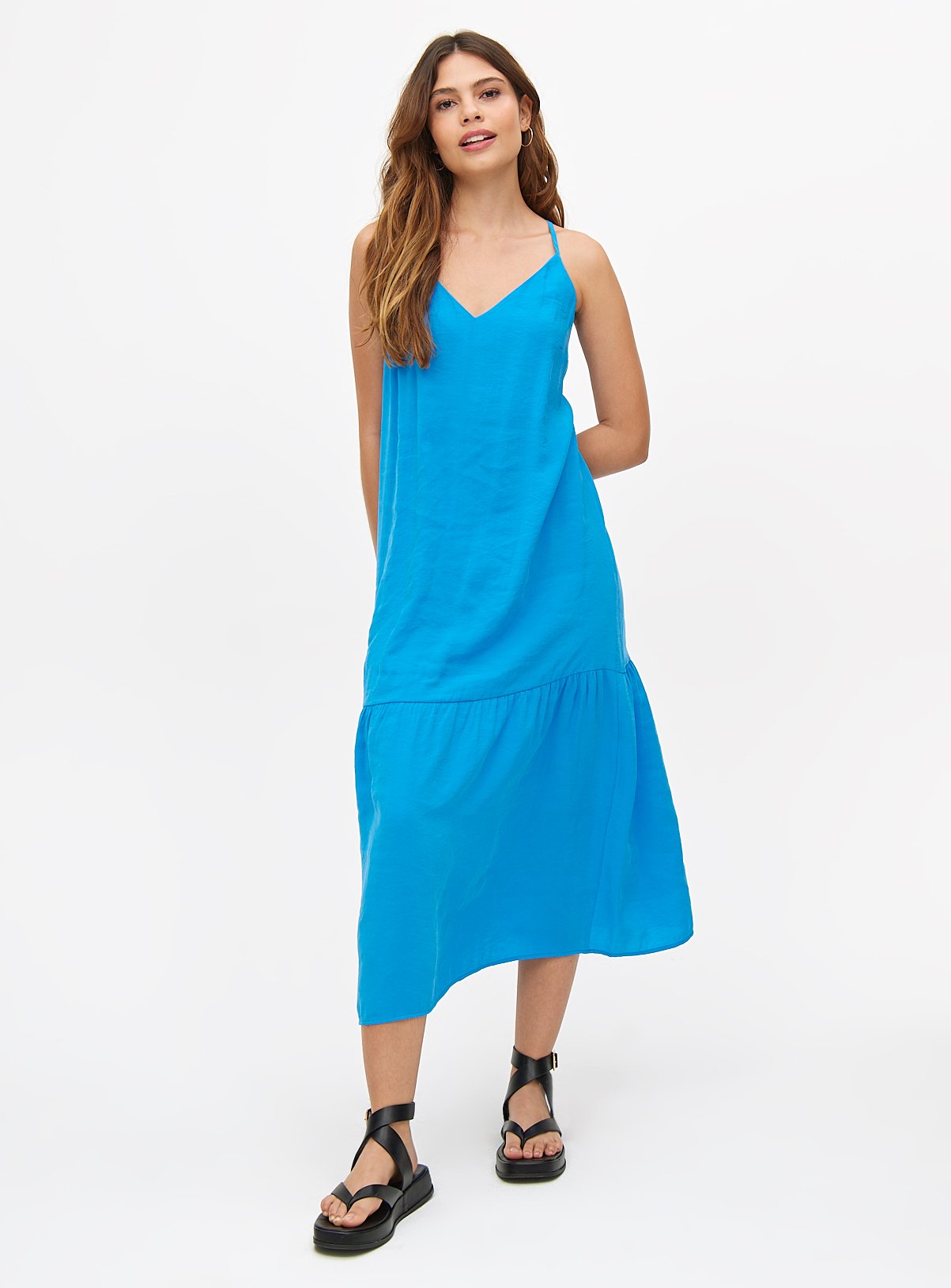 Blue Tiered Midaxi Dress 