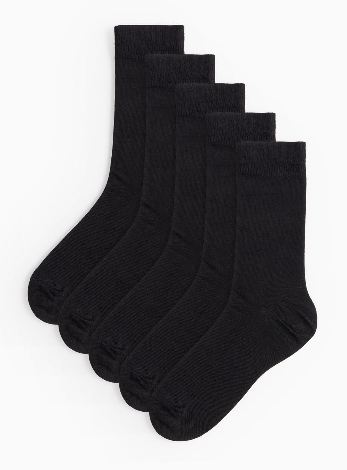 Plain Black Ankle Socks 5 Pack