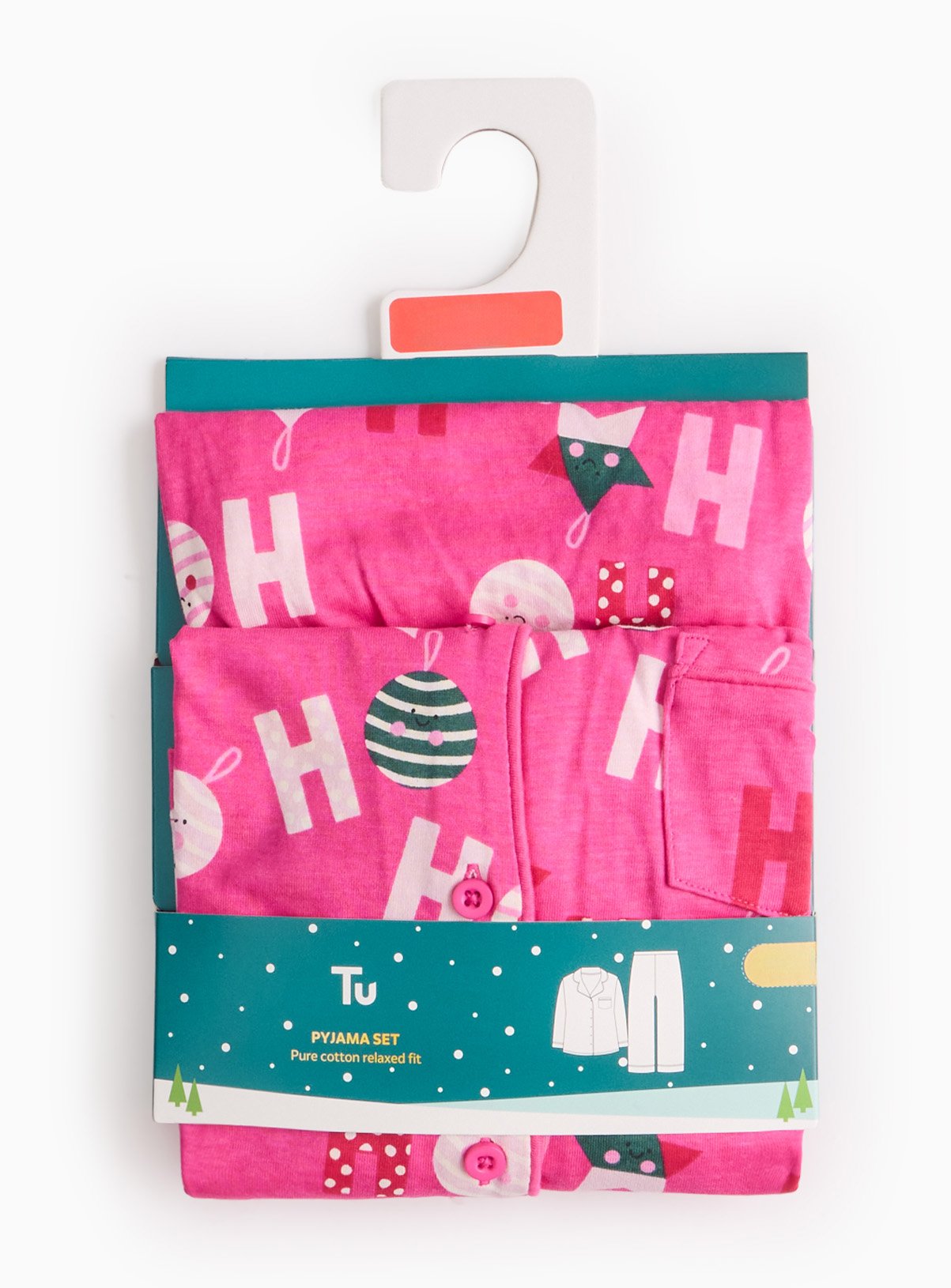 Mini Me Kids’ Pink Ho Ho Ho Bauble Traditional Christmas Pyjamas 