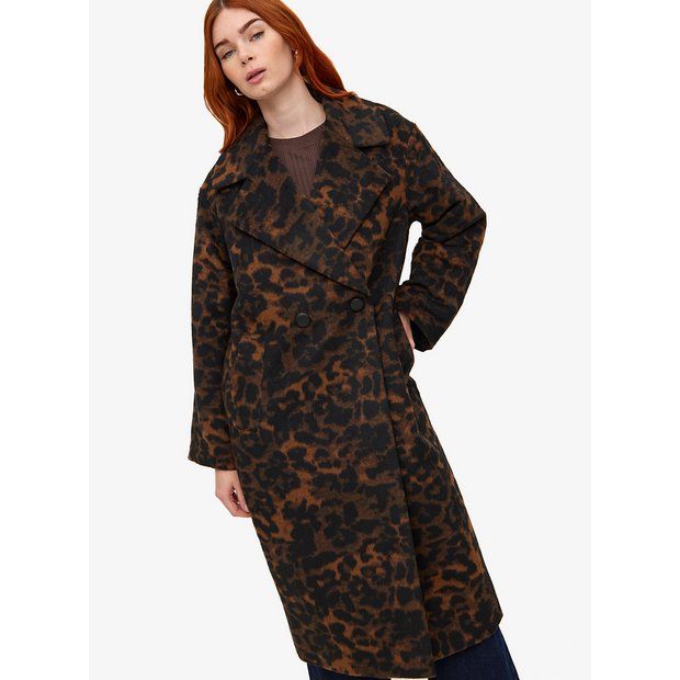 Buy Animal Print Tailored Longline Coat L Coats Tu