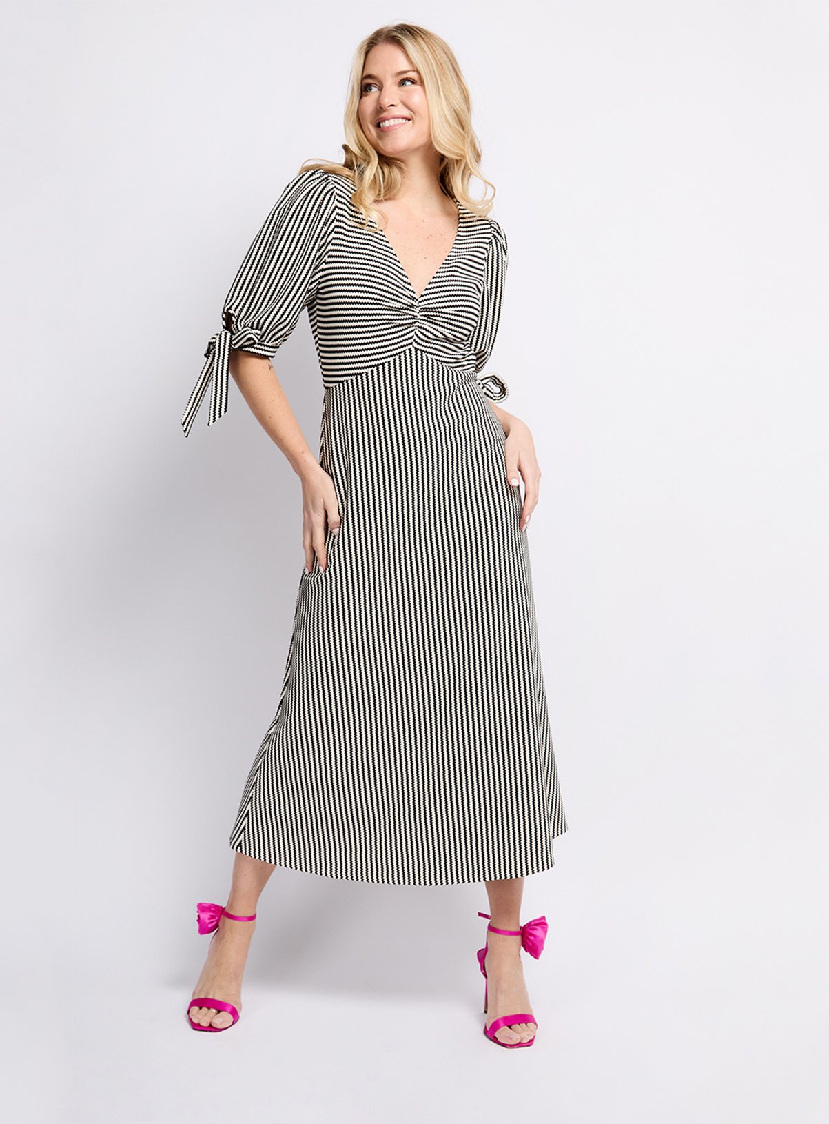 VOGUE WILLIAMS Mono Stripe Midaxi Dress 