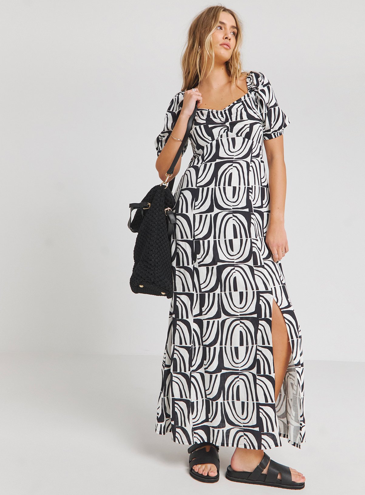 SIMPLY BE Linen Ruched Front Midi Dress