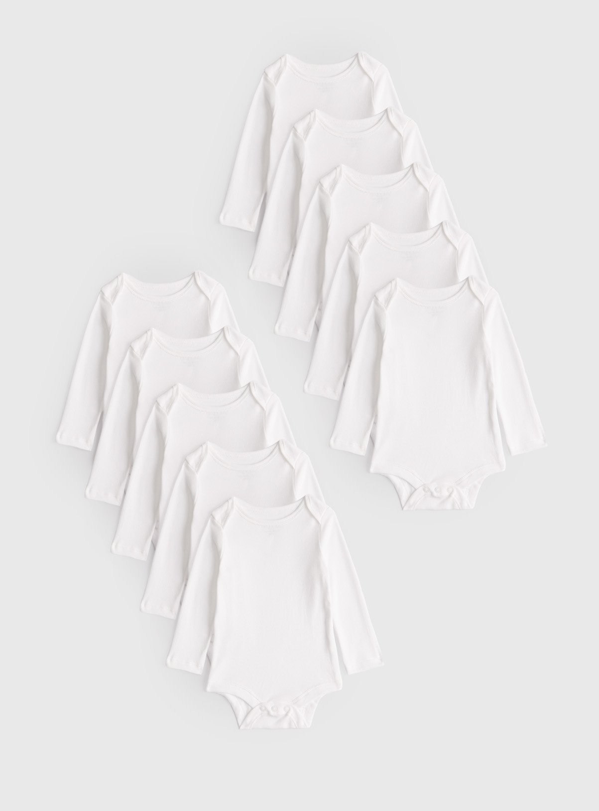 White Long Sleeve Bodysuit 10 Pack Tiny Baby