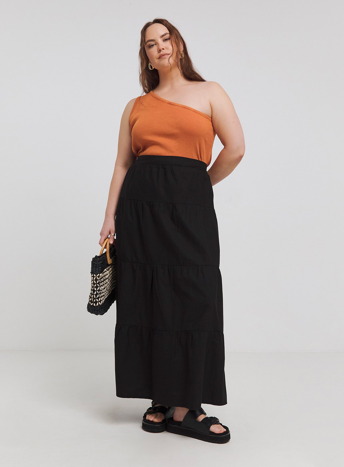 SIMPLY BE Tiered Cotton Maxi Skirt