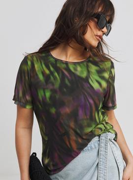 SIMPLY BE Printed Lined Mesh Top 