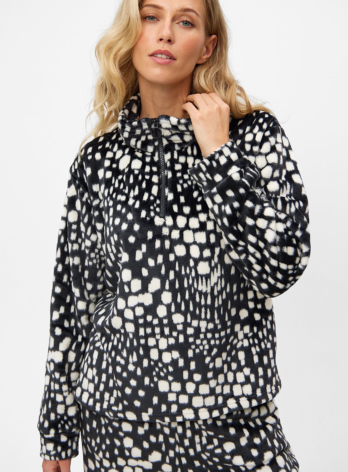 Abstract Mono Co-ord Fleece Pyjama Top 