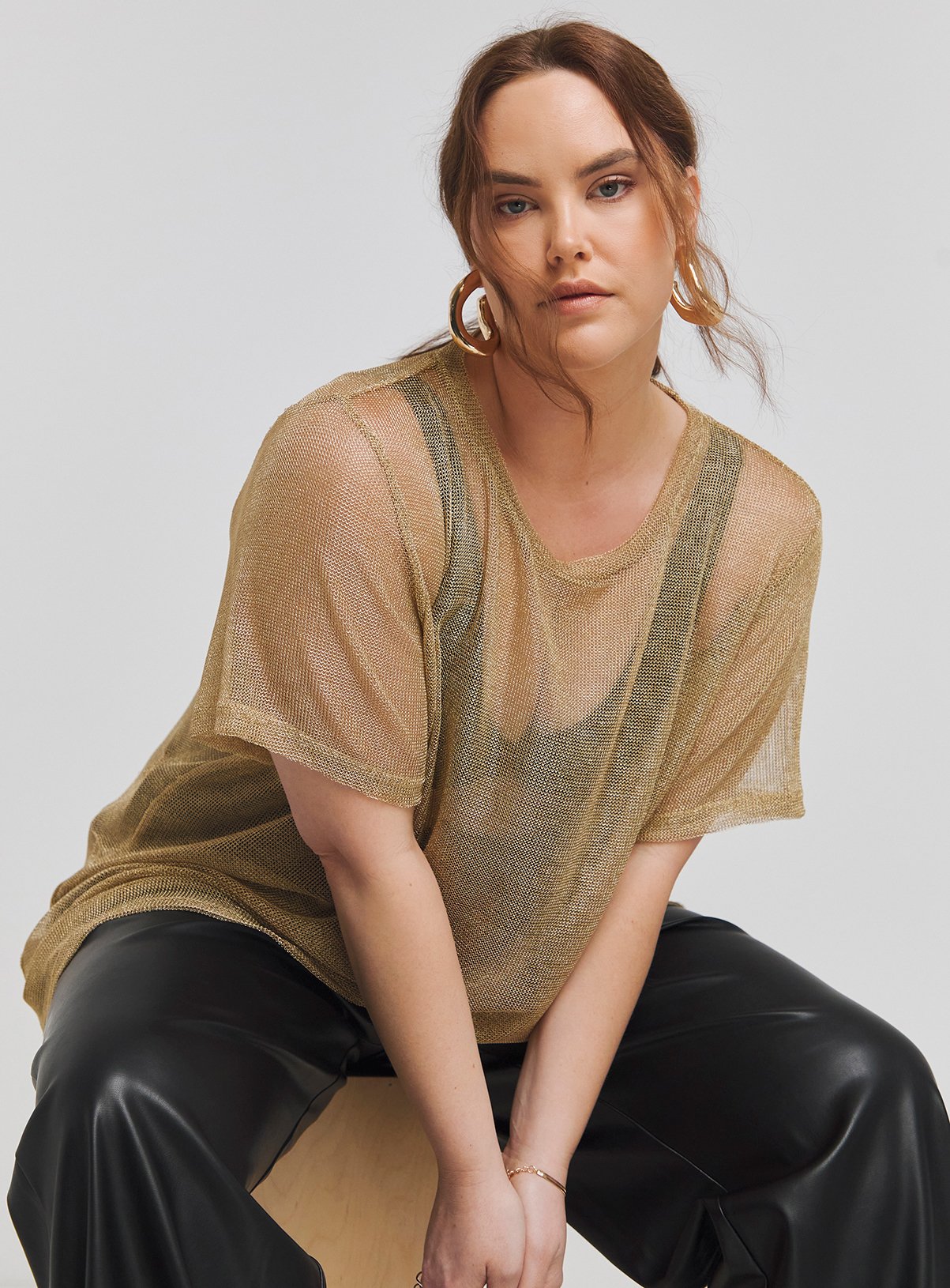 SIMPLY BE Metallic Relaxed Fit T Shirt 