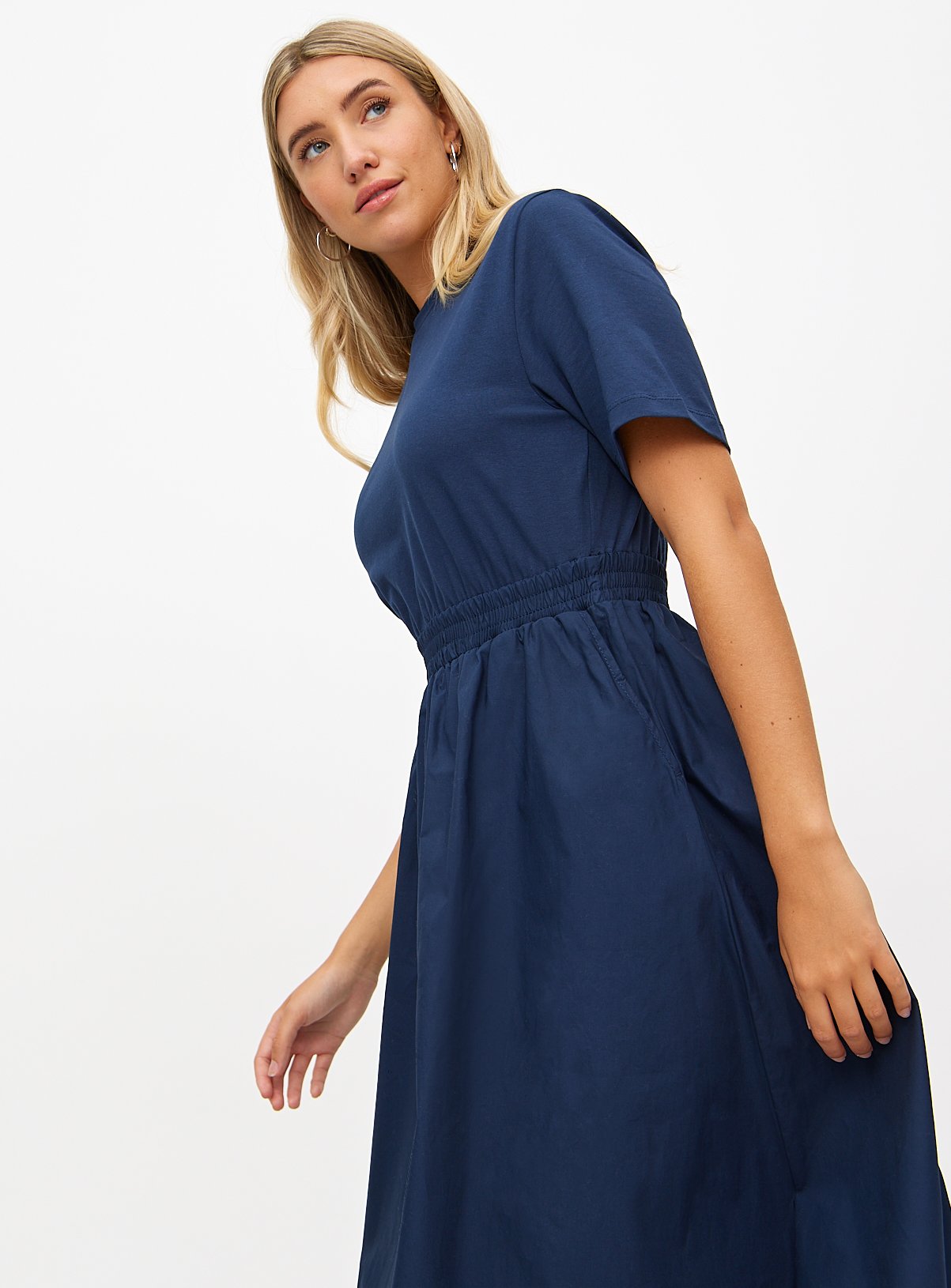 Poplin Short Sleeve Midaxi Dress 