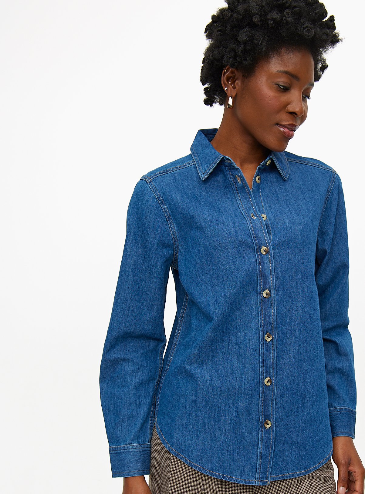 Mid Denim Long Sleeve Shirt 