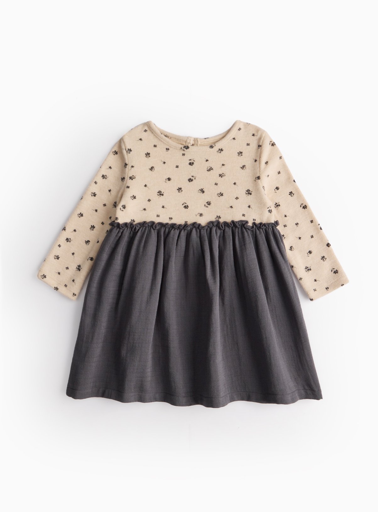 Monochrome Floral Print Twofer Dress