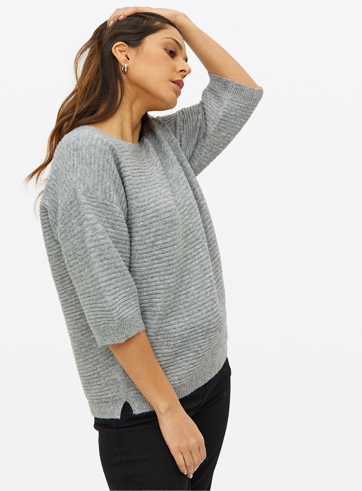 Ripple Stitch Half Sleeve Jumper 