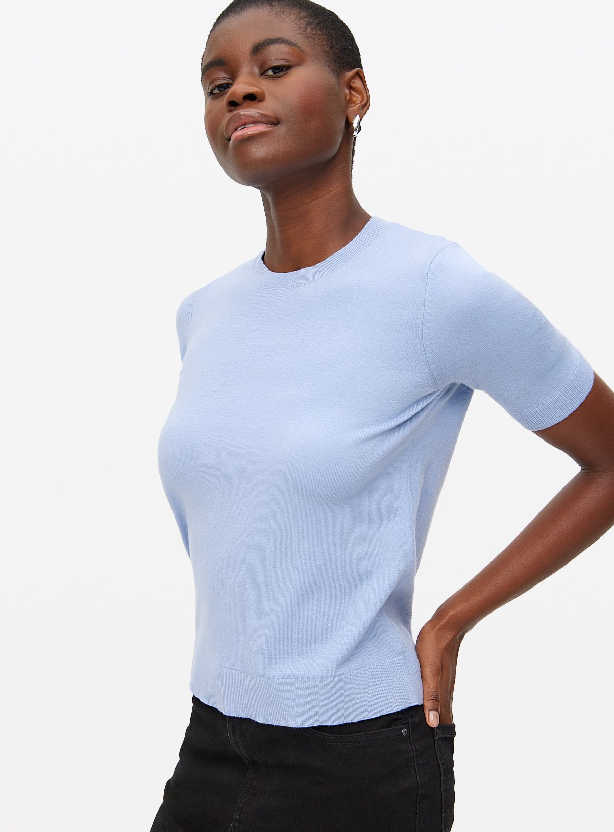 Pale Blue Soft Touch Short Sleeve Jumper 8