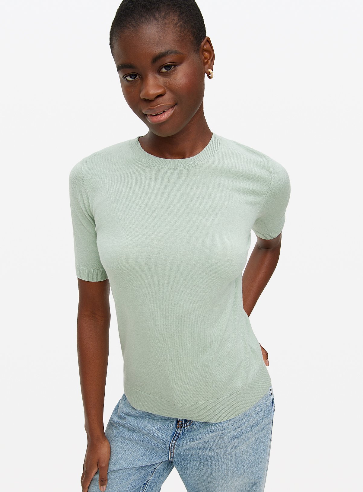 Sage Green Soft Touch Short Sleeve Jumper 22