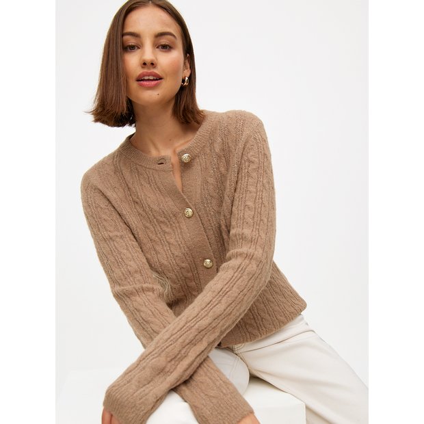 Cable Knit Cardigan Brown
