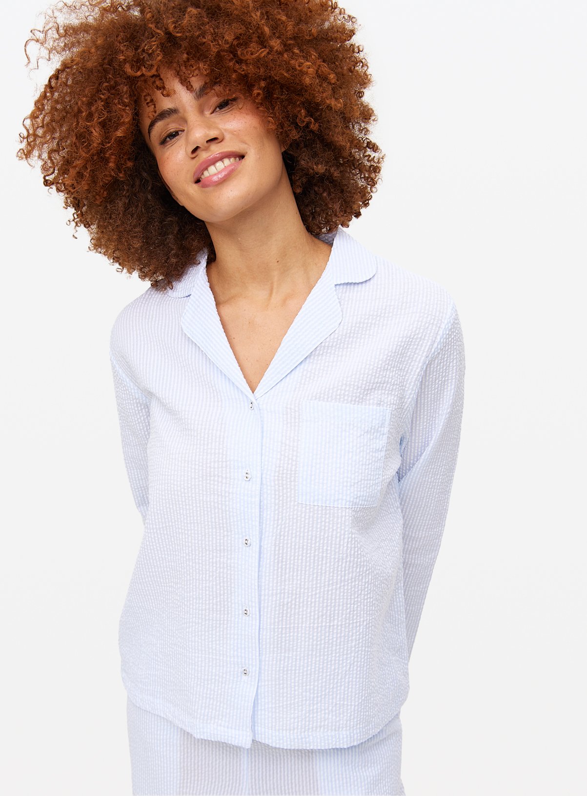 Blue Stripe Co-ord Pyjama Shirt 