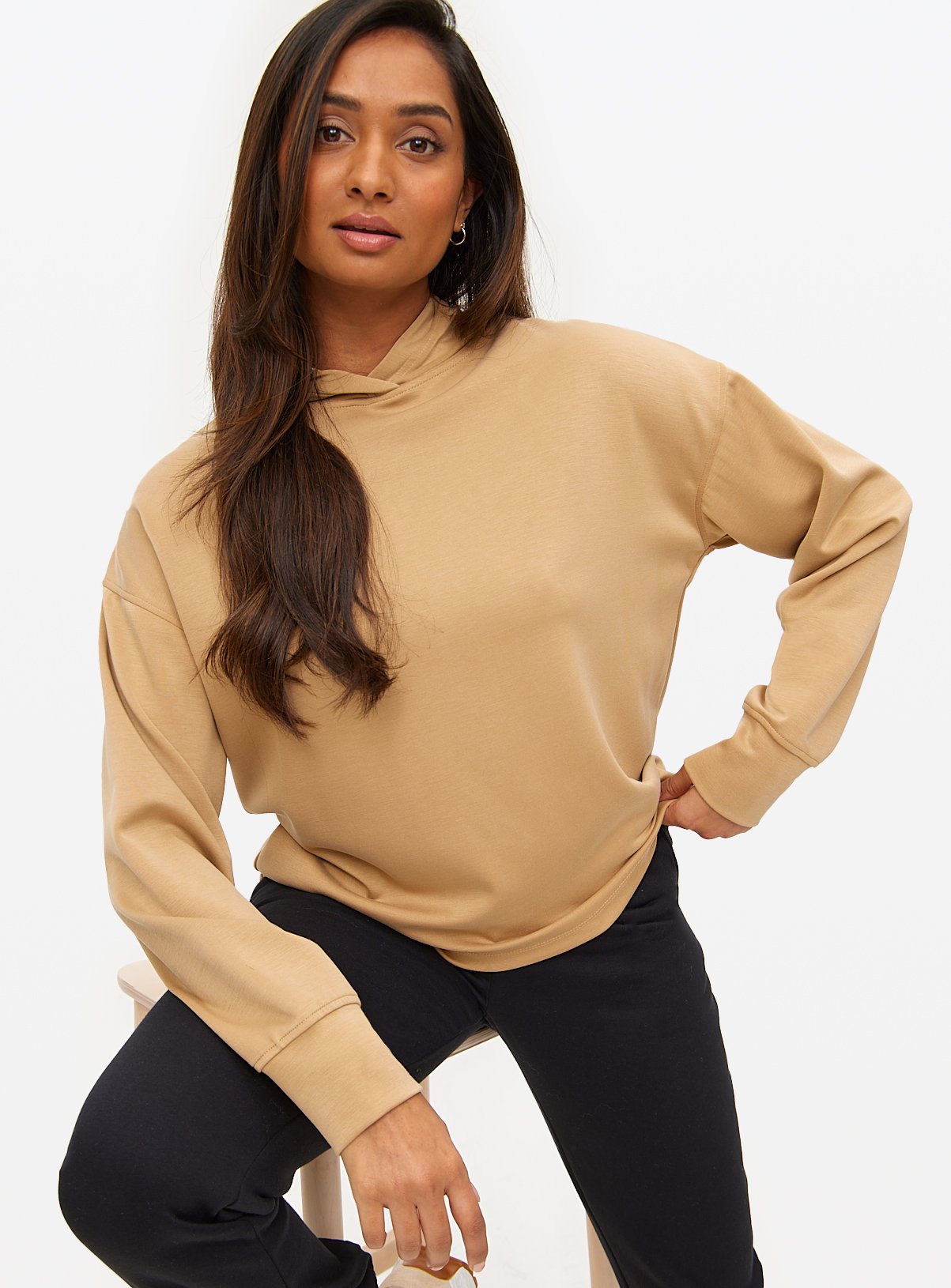 Beige Washed Relaxed Overhead Hoodie 