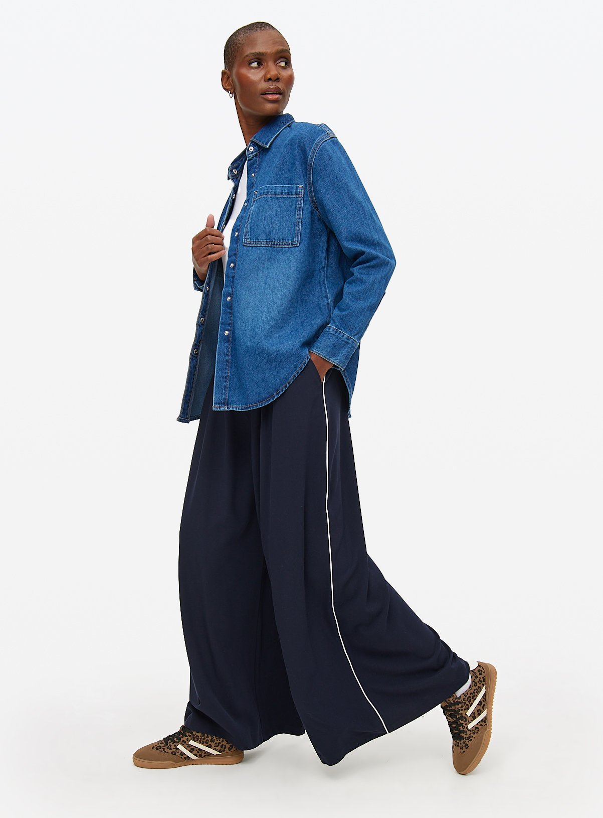 Pleated Tailored Palazzo Trousers 
