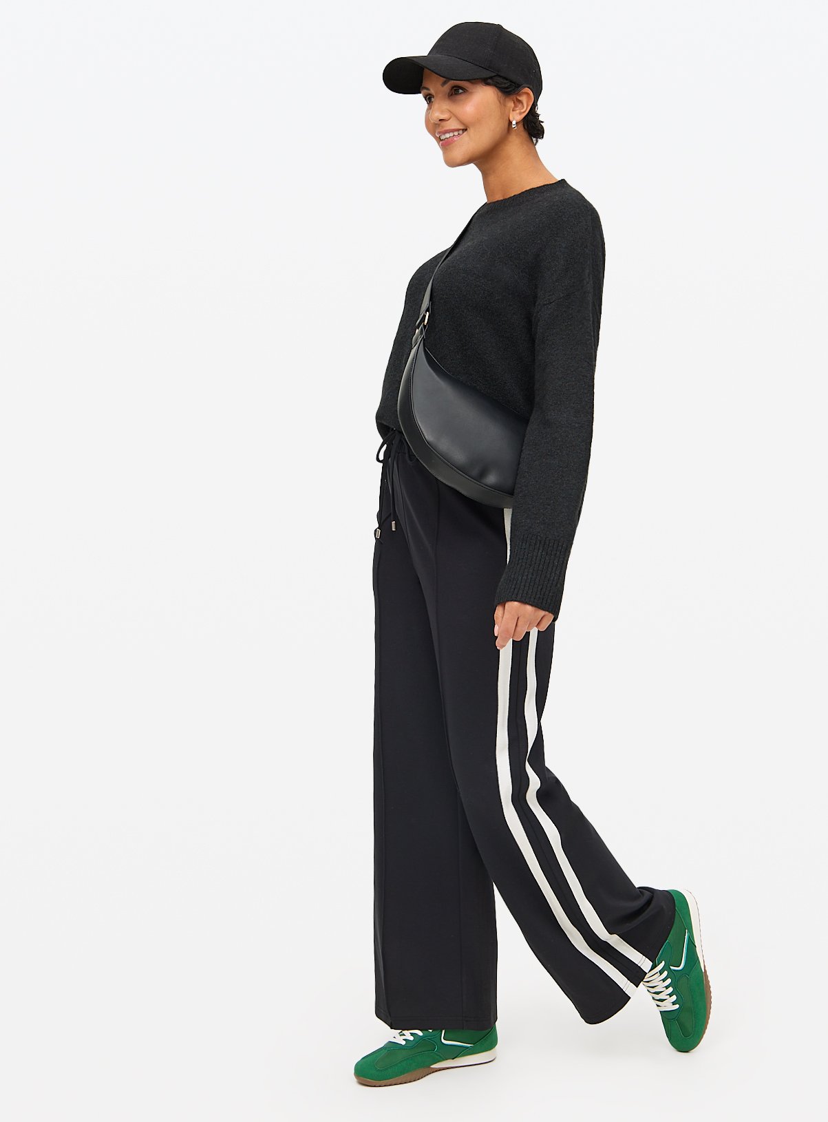 Side Stripe Wide Leg Ponte Trousers 