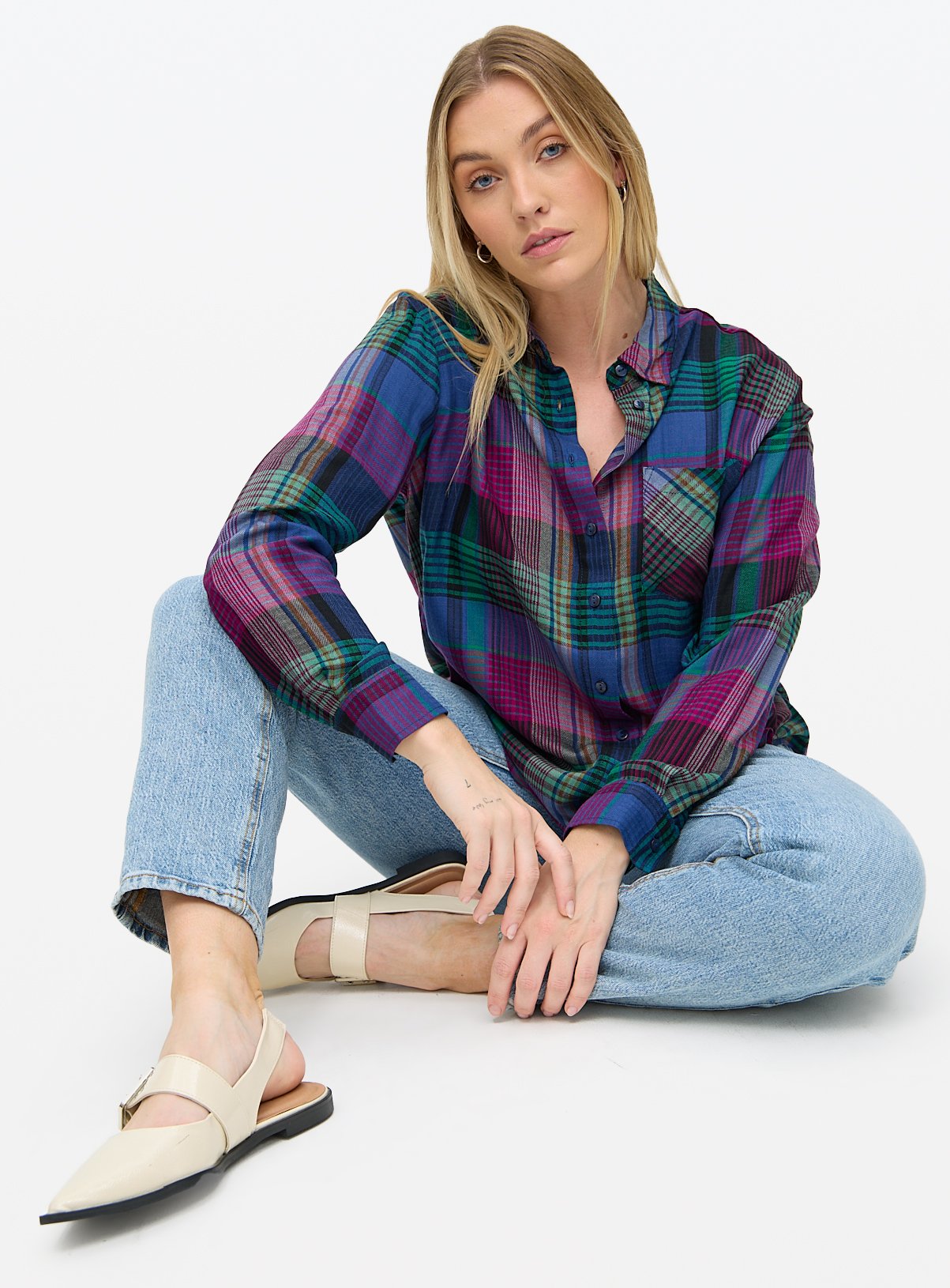 Purple Check Long Sleeve Shirt 