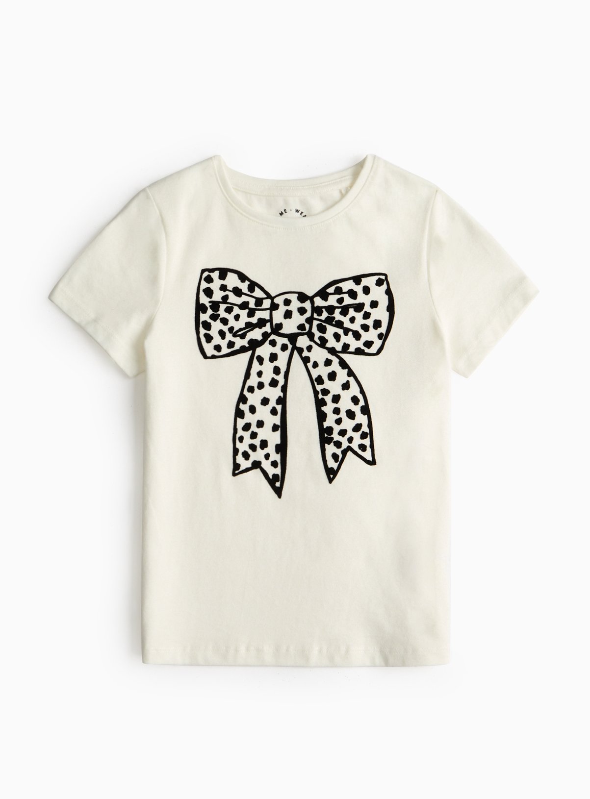 White Bow Print Short Sleeve T-Shirt 10 years