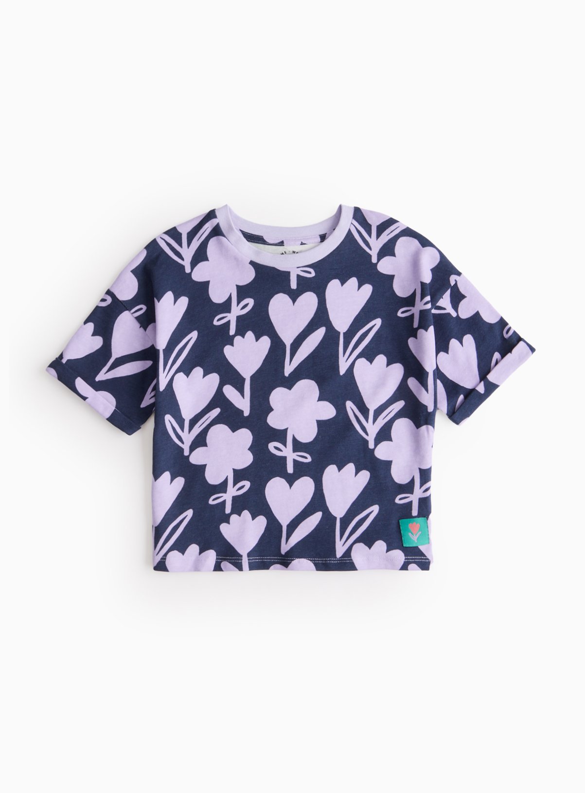 Navy Flower Print Heavyweight T-Shirt 12 years