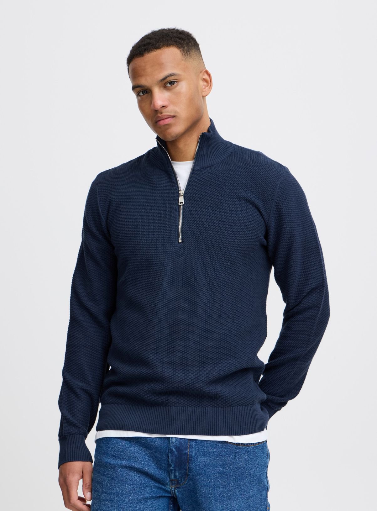 BLEND Navy Half-Zip Knit 