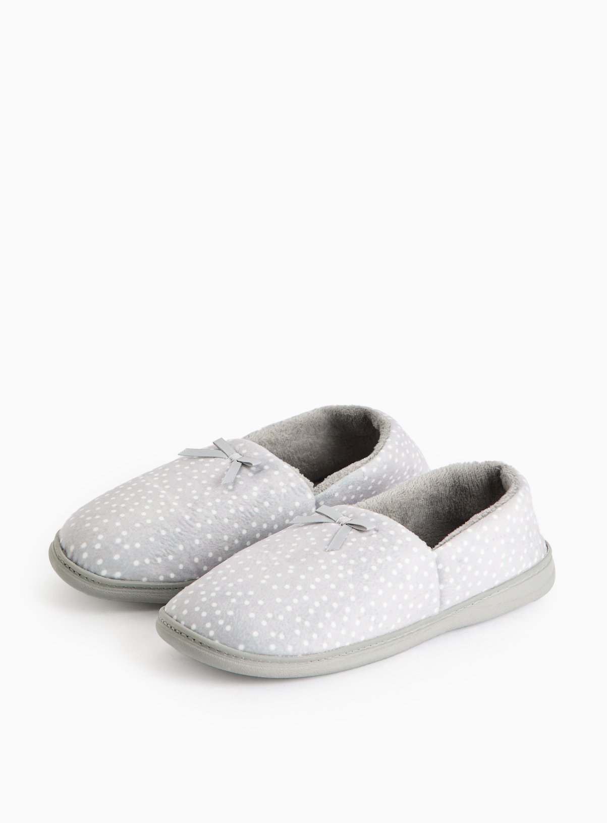 Grey Spot Print Full Slippers 