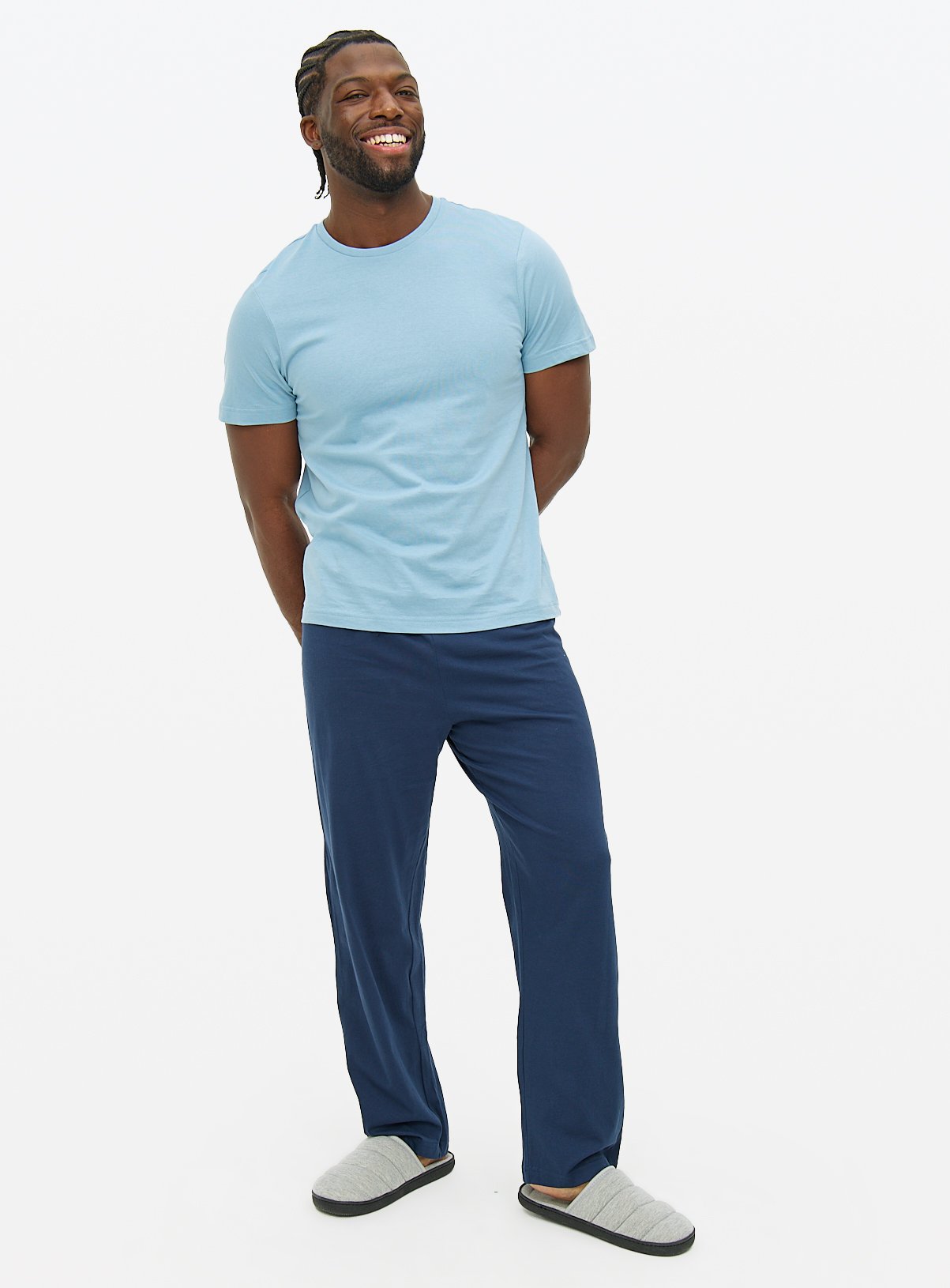 Light Blue T-Shirt & Navy Bottoms Pyjama Set 