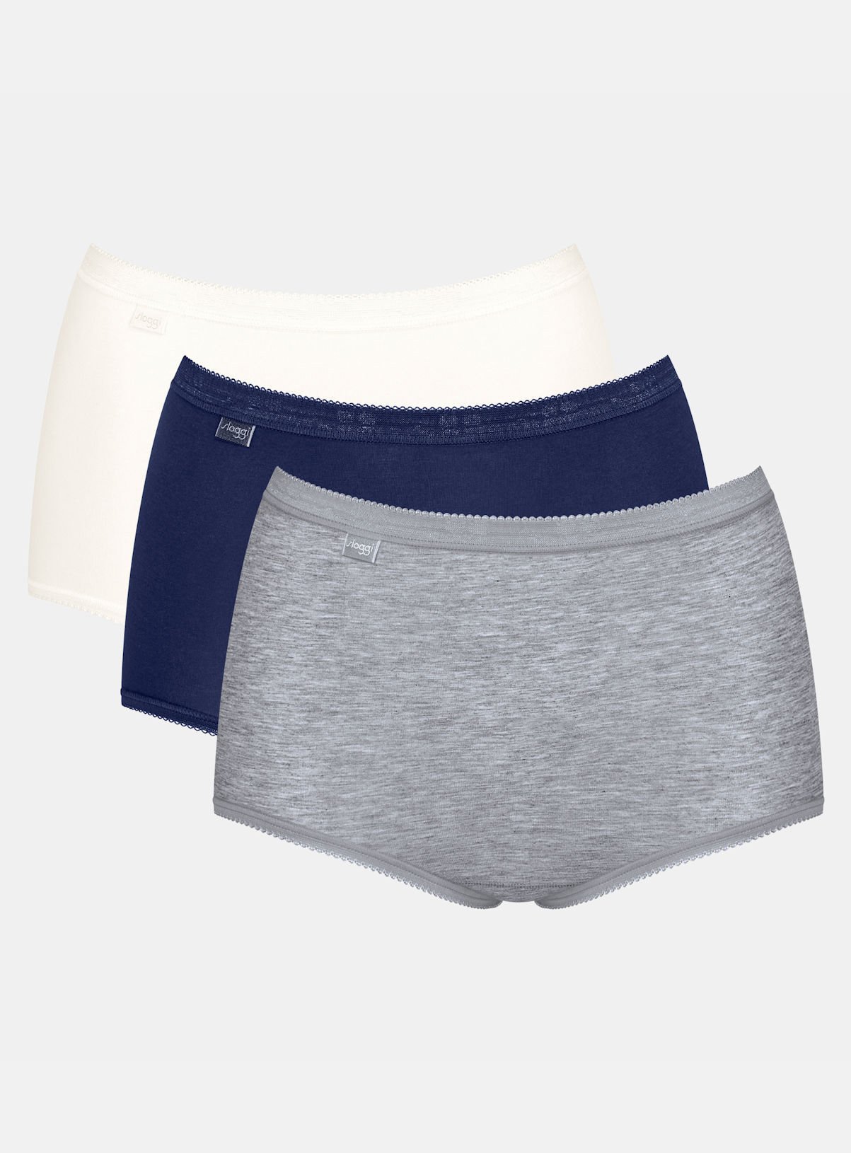 SLOGGI Basic Maxi Knickers 3 Pack Grey, Navy & White 