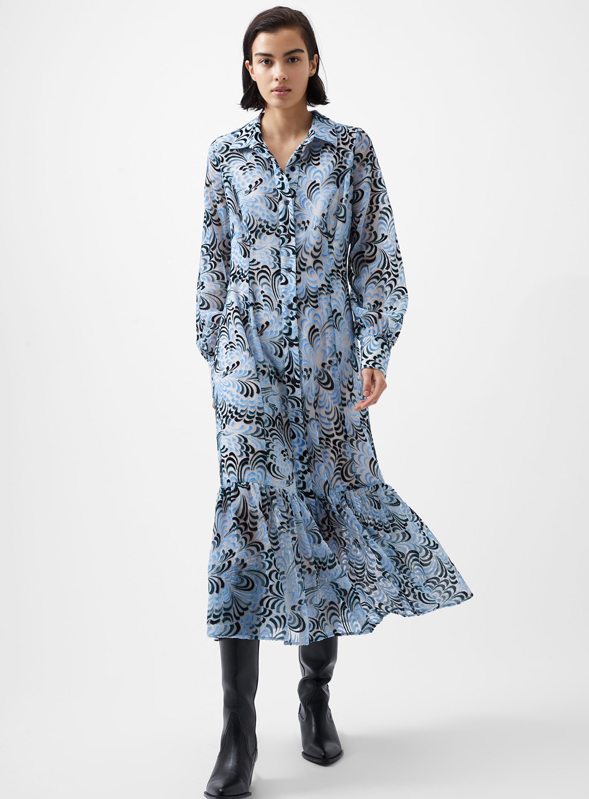 FRENCH CONNECTION Dia Devore Maxi Dress XL