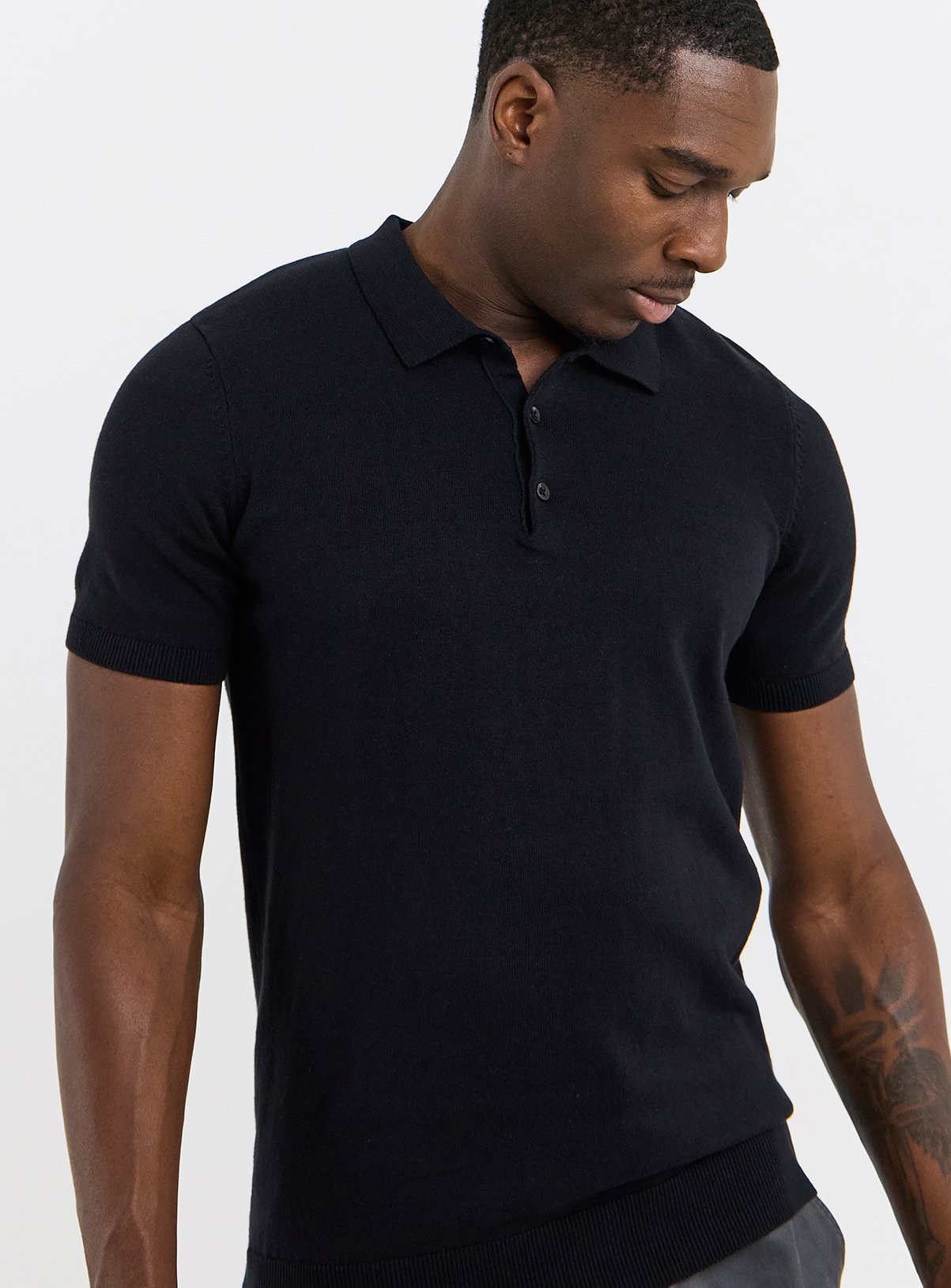 JACAMO Cotton Short Sleeve Polo Black 4XL