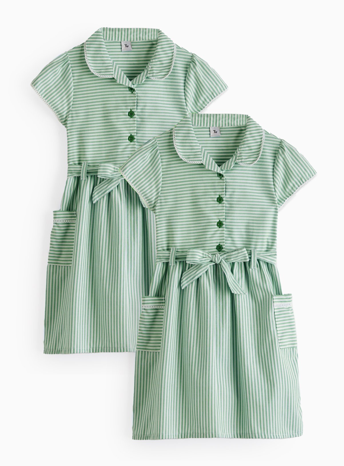 2 Pack Green Stripe Dress 9 years