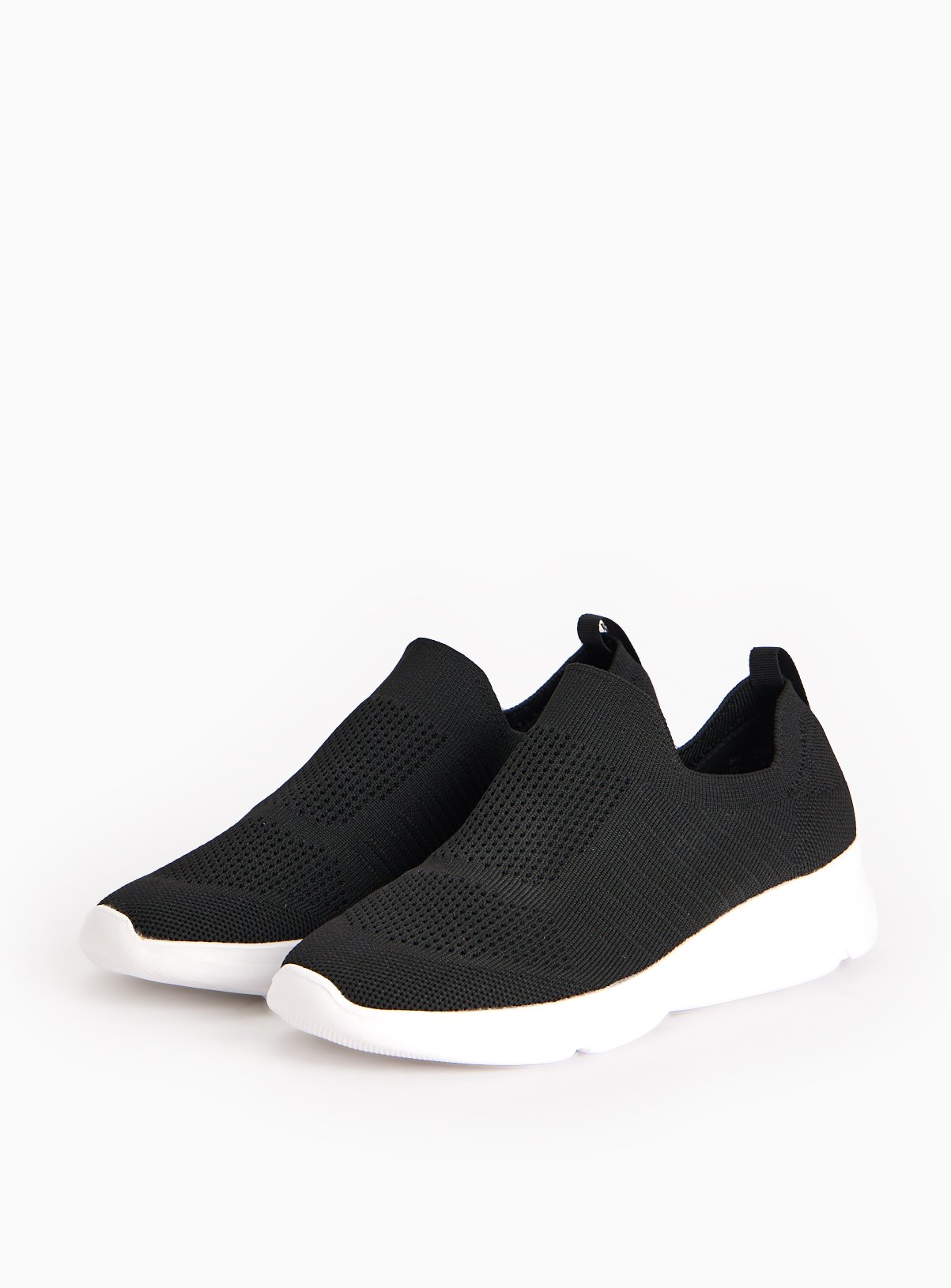 Black Knitted Slip On Trainers  