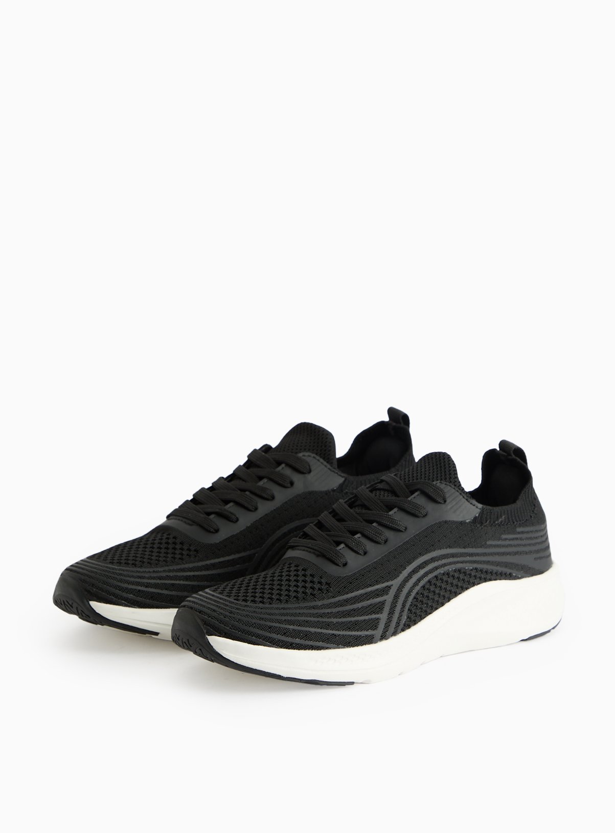 Active Black Knitted Lace-Up Trainers  8