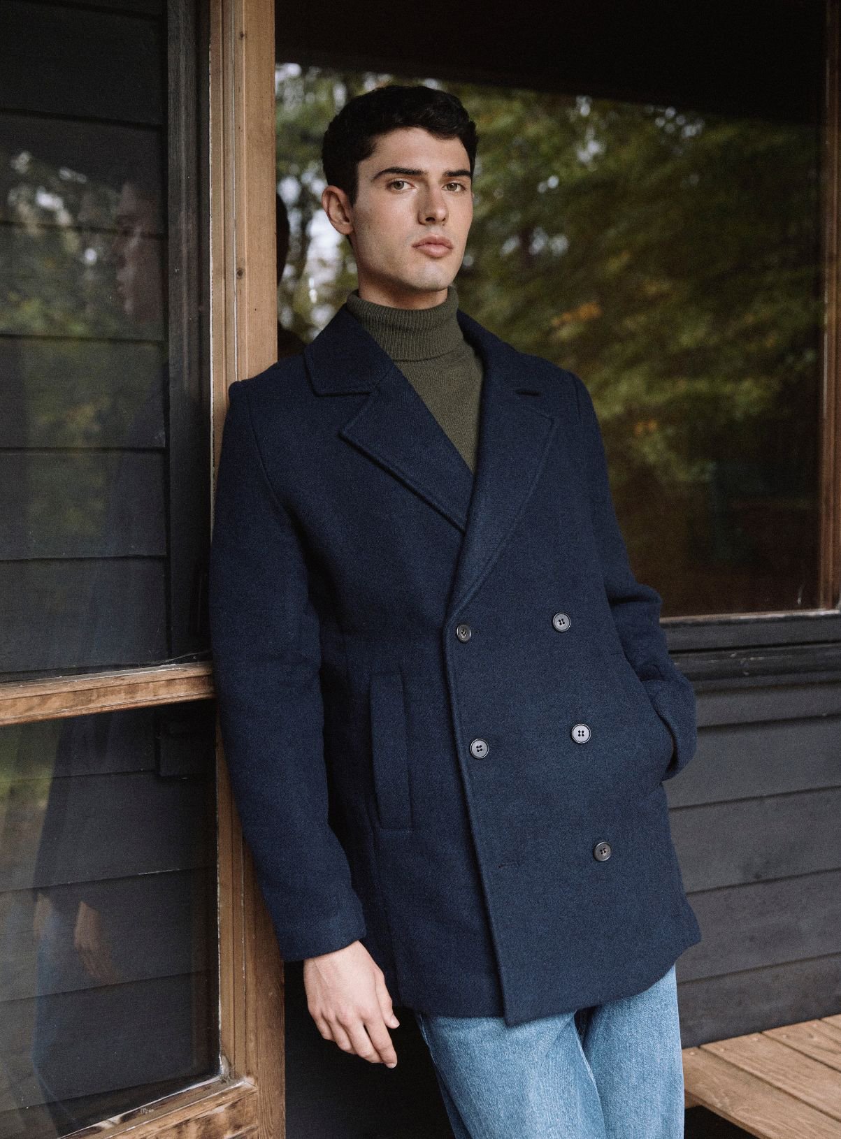 CASUAL FRIDAY CFVILMER Navy Wool Mix Peacoat 