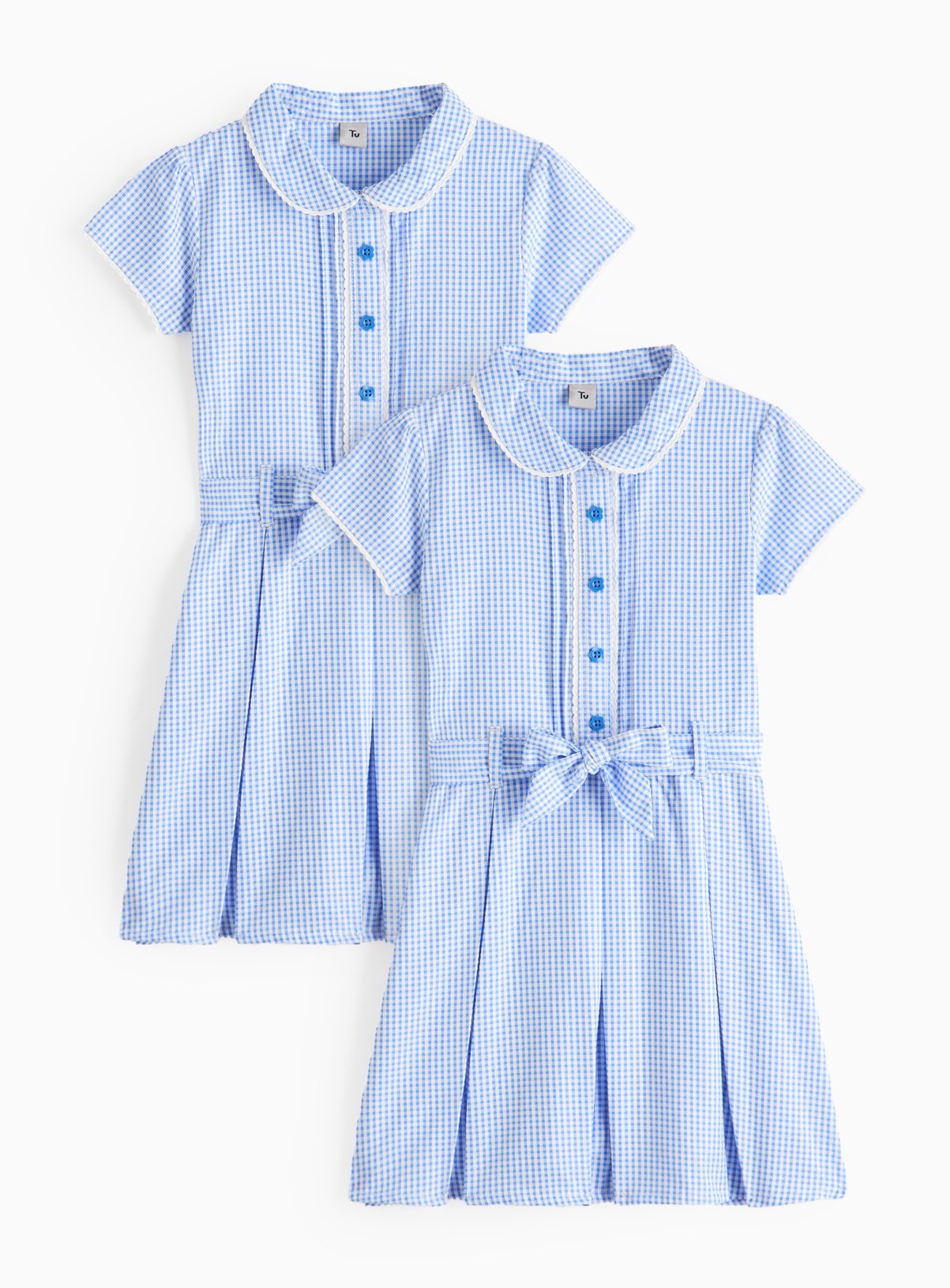 2 Pack Classic Blue 'Dress with Ease' Gingham Dress 13 years