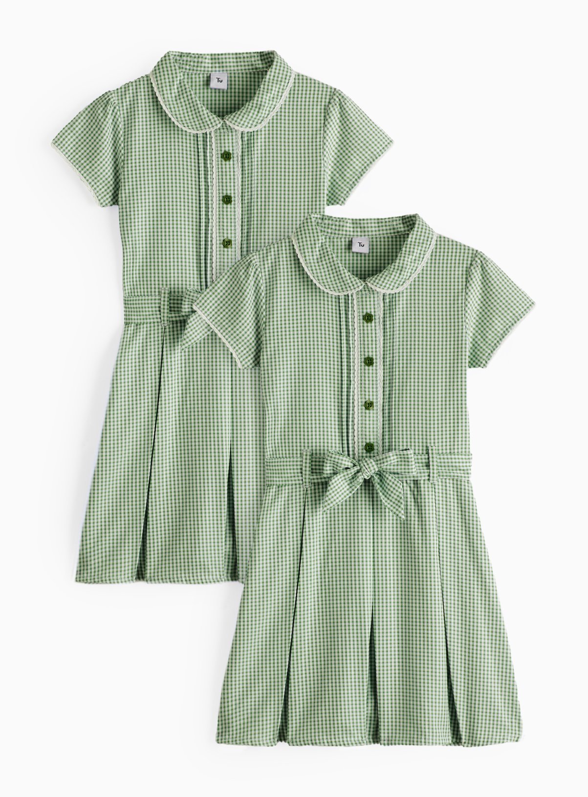 2 Pack Classic Green 'Dress with Ease' Gingham Dress 13 years