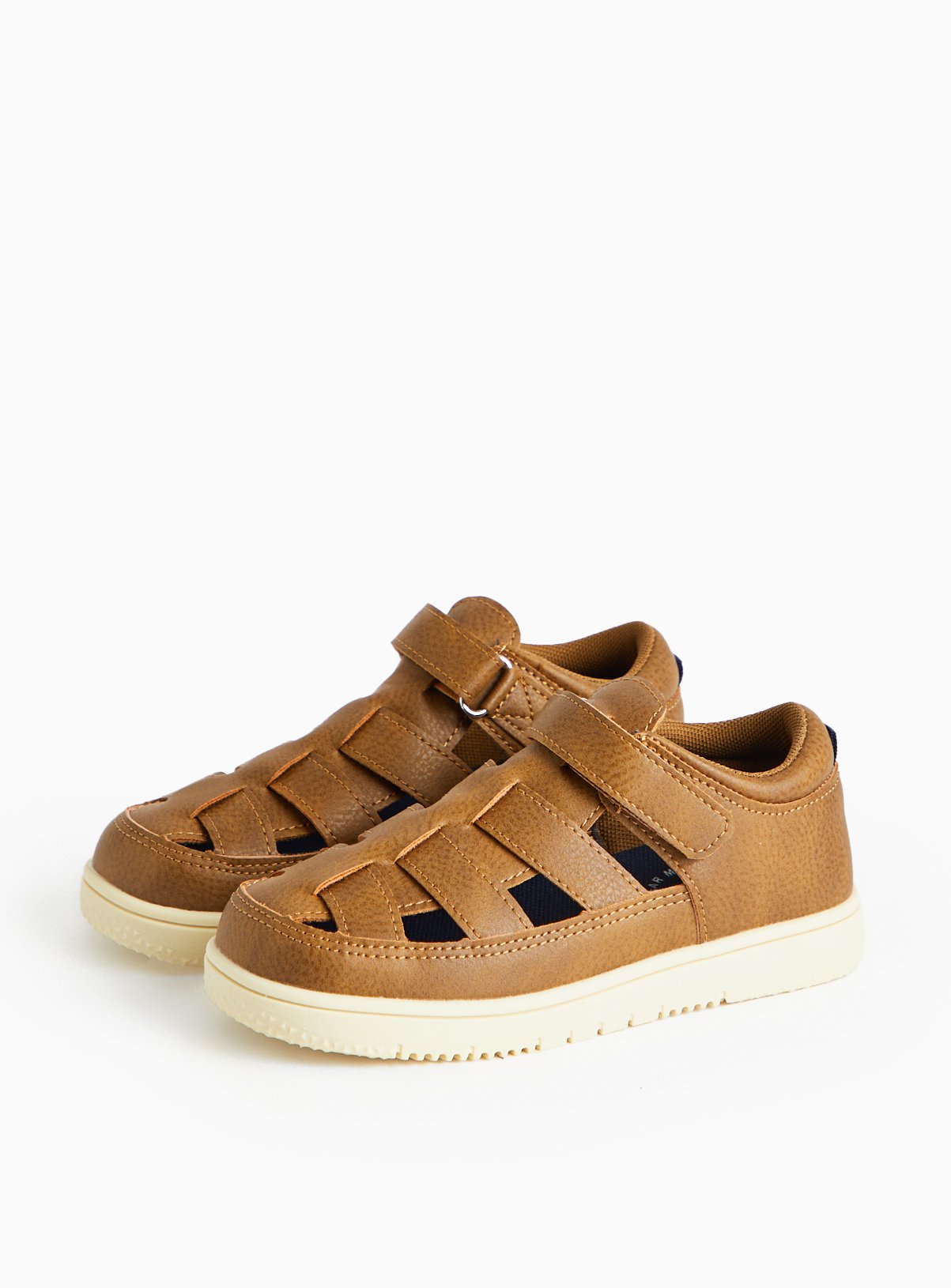 Tan Faux Leather Fisherman Sandals  