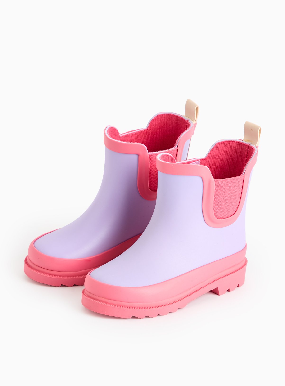 Lilac Colour Block Rubber Wellies