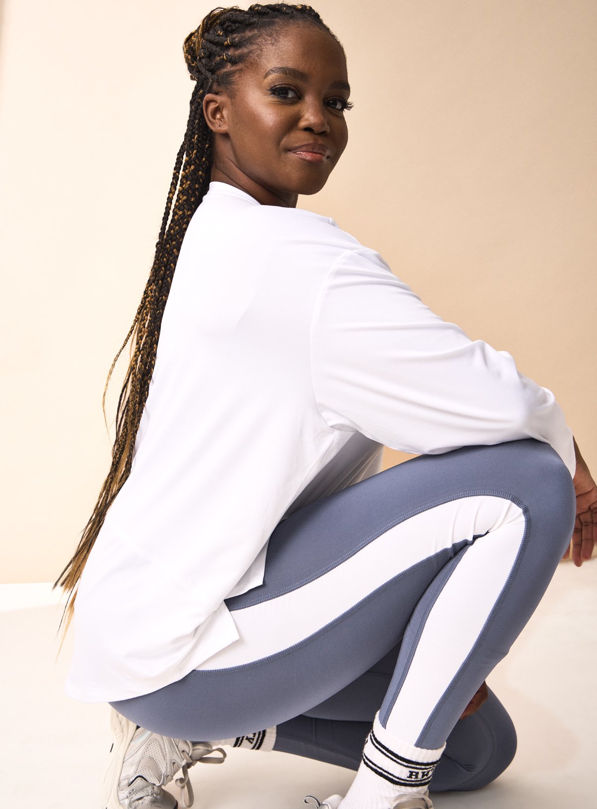 REAKTIV Optic White Soft Touch Oversized Long Sleeve Tee S
