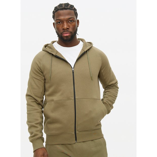Zipper Sainsburys Mens Hoodies Buy Khaki Sporty Panel Zip-Through