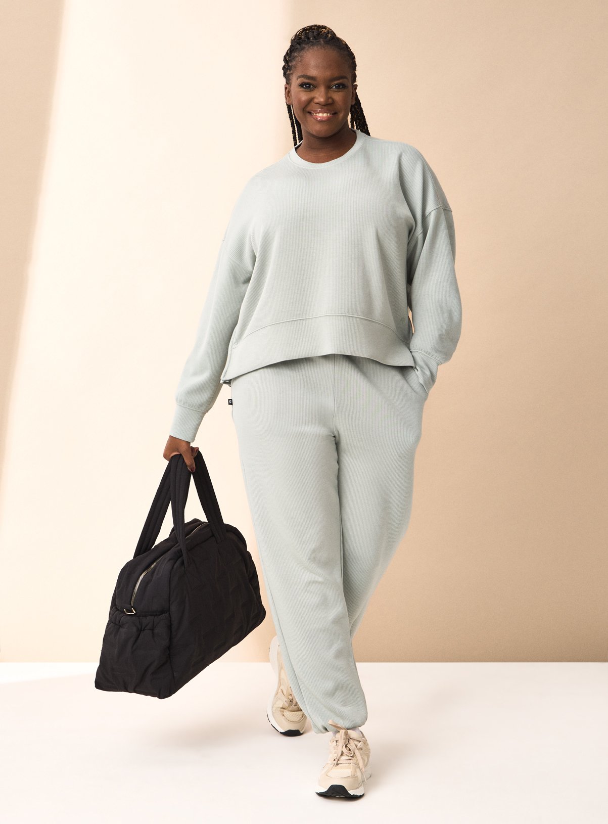 REAKTIV Sage Green Coord Soft Touch Luxe Ribbed Joggers 