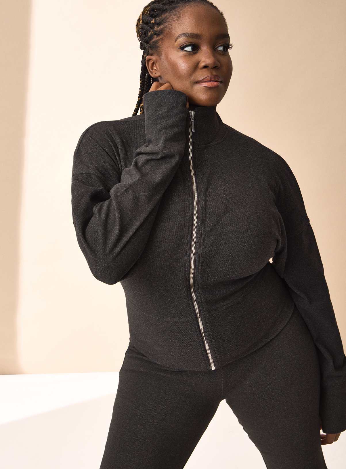 REAKTIV Soft Touch Yoga Co-ord Funnel Neck Zip-Through  