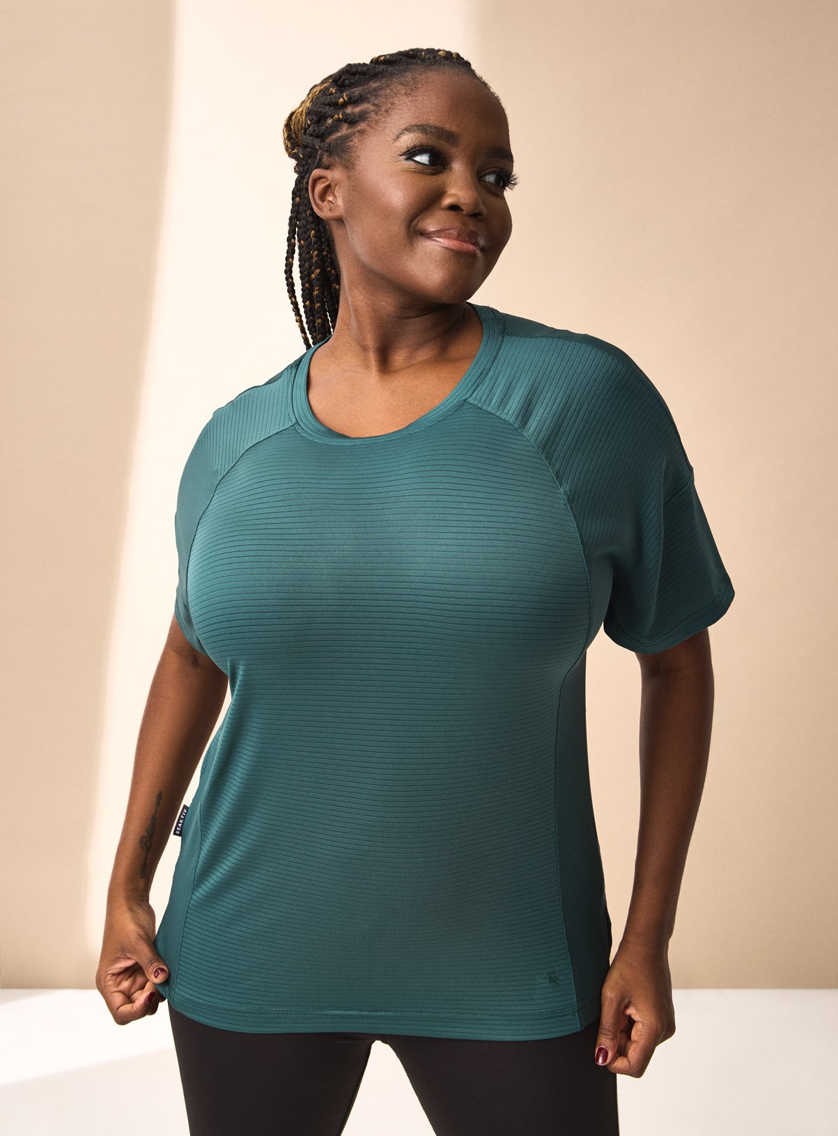 REAKTIV Textured Short Sleeve Longline Layering Tee 